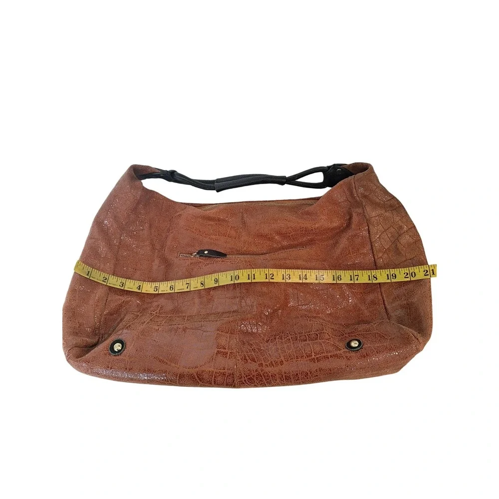 Lola Bernard Modena Rust Croc Embossed Leather Purse Shoulder Bag Handbag‎